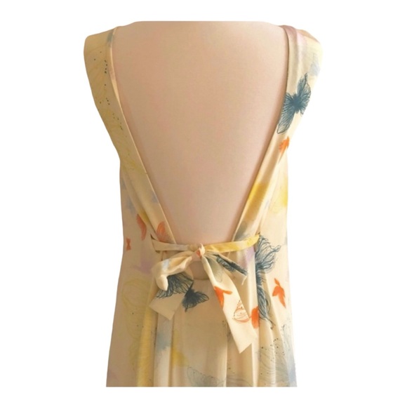 Sold// CACHAREL Floral Open Back Sleeveless Maxi Dress, Silk, Italy Sz 40, US 4 - Picture 6 of 8